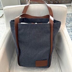 Shinola- DENIM blue tote w/ brown leather trim, ZERO blemishes